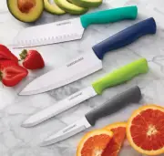 Farberware 4pc Chef Knife Multicored High Carbon Stainless Steel + Blade Covers