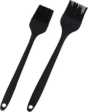 2 Pack Silicone Basting Pastry Brushes - Heat Resistant Brush with Soft Bristles, Hygienic One Piece Design, Marinade Brush Great in Baking for Spreading Oil Butter Sauce BBQ Grill (Black)