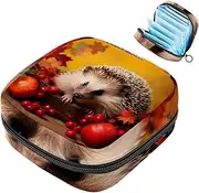 Period Bag,Sanitary Napkin Storage Bag,Autumn Animal and Cherry,Tampon Bag for Purse