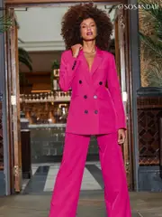 Sosandar Pink Longline Tuxedo Suit Jacket (278070) | $205