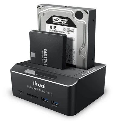 SATA to USB 3.0 Dual Bay Hard Drive Dock for 2.5"/3.5" SATA HDD SSD with Micr...