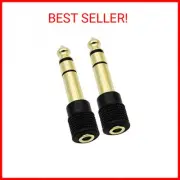Audio Adapter 6.35mm (1/4 inch) Male to 3.5mm (1/8 inch) Female Stereo (2pk) Hea