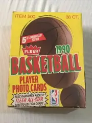 1990 Fleer Basketball Wax Box 36 Unopened packs Jordan Magic All Star Inserts