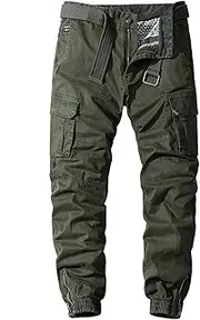 [ebossy] Men's Ankle Zip Multi Pocket Outdoor Work Tactical Twill Jogger Cargo Pants