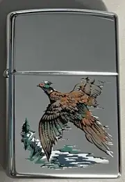 ZIPPO 1997 PHEASANT FLYING POLISHED CHROME LIGHTER UNFIRED IN BOX K846