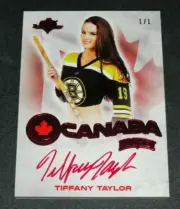 2014 Benchwarmer TIFFANY TAYLOR Hockey O CANADA #18 Red Foil Auto #1/1 PLAYBOY