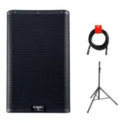 QSC K10.2 Active 10" Powered 2000 Watt Loudspeaker w/ Speaker Stand & XLR Cable