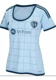 Adidas SPORTING KANSAS CITY JERSEY CLIMACOOL Soccer MLS Shirt Top Women sz L~NWT