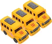 Hohopeti 3Pcs Friction Powered Inertial School Bus Educational Pull Back Vehicles for Miniature Simulation Cars for Boys and Exciting Playtime Fun