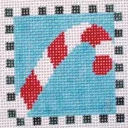 Candy Cane Coaster/Ornament Hand Painted Needlepoint Canvas