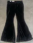 Wrangler Retro Pant Women 29x30 Black High Rise Crushed Velvet Trumpet Flare NEW