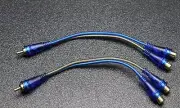 2 PCS RCA WIRE BLUE GRAY Y SPLITTER 2 FEMALE 1 MALE CAR HOME AUDIO BLS