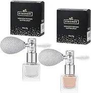 FantasyDay 2pcs Shimmering Spray Powder Sparkle Powder, Body Glitter Face High Gloss Spray Highlighter Loose Powder Makeup Spray for Women Hair Nails Makeup(Peal White+Champagne)