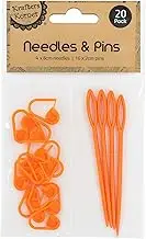 20pc Needles Pins Set Plastic Stitch Markers Craft Knitting Crochet Sewing (Orange)