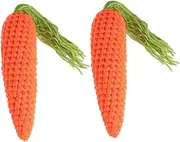 COHEALI 2pcs Carrot Carrots Crochet for Knitted Cute Carrot for Snowmen Crafts Crochet Nose Mini Crochet Vegetables Fake Vegetable Orange Yarn