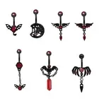 Gothic Punk Bat Butterfly Dangle Belly Button Ring Halloween Navel Piercing Ring