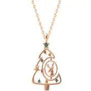 N01 Zircon Elk Christmas Tree Collarbone Necklace Jewelry Female Rose Gold