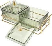 Divided Fruit Plates with Lid Multi-Grid Storage Plates Kitchen Fruit Dish Home Snack Serving Plates with Tray Party Food Storage Box