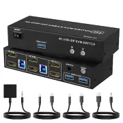 2X2 USB 3.0 4K HDMI+DP Dual Monitor KVM Switcher HDMI2.0 DP1.4 HDCP2.3 Switch