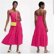 NWT Ted Baker Luaan Button Through Cami Midi Dress Ted 1 /US 4 Dark Pink #1M411