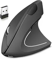 WOTOW Vertical Wireless Gaming Mouse - Rechargeable USB Ergonomic for Desktop Computers, Notebooks and Tablets (Grey)