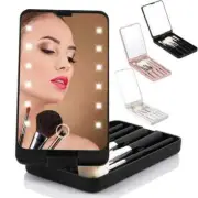 Foldable Touch LED Light Makeup Mirror with Makeup Brush Handheld Mirror RK