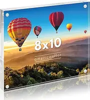 Americanflat 8x10 Acrylic Picture Frame - Clear Picture Frame with Magnetic Corners - Acrylic Photo Frames Stand on Desk or Table - Soft Microfiber Cloth Included
