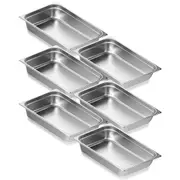 6 Pack Hotel Pans, Full Size Anti-Jam Steam Pan, 0.8mm Thick Stainless Steel Restaurant Steam Table Pan, 4-Inch Deep Commercial Table Pan, Catering Storage Food Pan, for Industrial &