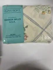 Vintage Cannon Sheet Set Gingham Floral Twin New Old Stock Use Or Upcycle