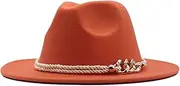 [Generic] Wide Wool Buckle Hat Womens Panama Belt Fedora Floppy Classic Hat Baseball Caps All Mesh Hat