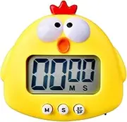 Digital Kitchen Timer Cute Animal Timer with Strong Magnet Back Stand Loud Alarm Large Screen Cooking Timer Clock for Time Management Workout Baking Egg Timer Yellow