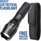 LED Flashlight Home Work Emergency Car Security 5 Modes Zoom 18650 AAA w/Holster