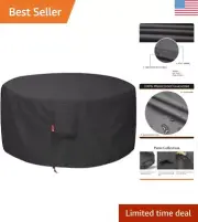 Durable 44 Inch Fire Pit Cover: Heavy Duty 600D Polyester, Adjustable Drawstring