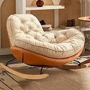 CADYNN Living Room Rocking Chairs Upholstered Glider Rocker Glider Chair Oversized Cushion Padded Seat for Living Room Bedroom(Orange)