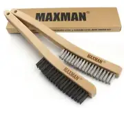 Wire Brush Set, Heavy Duty Carbon Steel and Stainless Steel Wire Scratch Brush