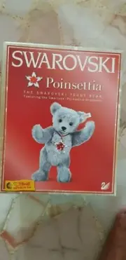 Steiff Poinsettia Teddy Bear Swarovski Ornament 2007 Mohair Plush 25cm .FEESHIP!