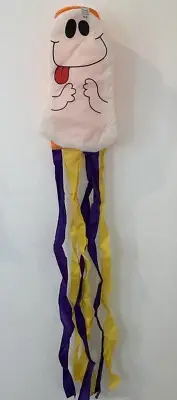Vintage Halloween Ghost Hanging Nylon Windsock 57" Indoor Outdoor