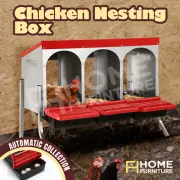 Chicken Nesting Box 3 Hole Roll Away Hen Laying Nest Boxes Chook Coop Egg Perch