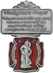 St. Florian Firefighter Prayer Visor Clip with Red Enamel