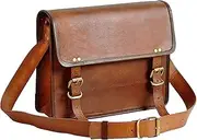 [jaald] 13" Leather Messenger Bag Laptop case Office Briefcase Men Computer Distressed Shoulder Bag