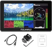 FEELWORLD LUT5 5.5 Inch 3000nits Ultra Bright DSLR Camera Field Monitor Auto Dimming Touchscreen HDR 3D LUT with Waveform F970 External Power and Install Kit 4K HDMI Input Output 1920X1080 IPS Panel