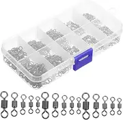 TOGEVAL 210pcs Rotary Ring Connector Fishing Swivel Connector Rolling Swivel Fishing Snap Swivels Fishing Snap Swivels for Fishing Swivels Fishing Tackle Fishing Lure Tackle Kit