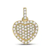 14k Yellow Gold Round Diamond Heart Pendant 1/4 Cttw
