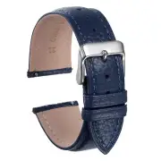 Genuine Leather Watch Bands 22mm Flat Replacement Leather Watch Strap Dark Blue