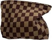 [cirea] 1/2/3Pcs Brown Checkered Makeup Bags Small Zipper Cosmetic Bag for Purse Corduroy Cute Make Up Pouch Travel, Coffee