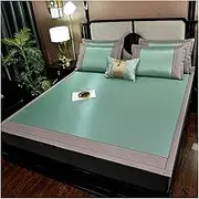 Cooling Summer Sleeping Mat with Breathable Ice Silk Rattan Weave, Soft Skin-Friendly Surface, Heat-Dissipating Backing, Compact Storage Design for Adults