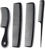 Mars Wellness 4 Piece Professional Comb Set Black - USA MADE - Fine Pro Tail Combs, Dresser Hair Comb Styling Comb - Premium Grade for Men and Women - Parting Teasing and Styling