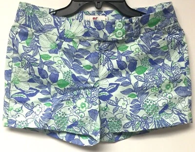 VINEYARD VINES Martha's Vineyard CORDIA FLORAL DAYBOAT SHORTS WINTERMINT SZ 2
