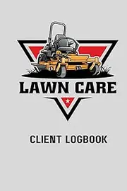Lawncare Client Logbook | Record Landscaping Customer Needs and Preferences: Logo of Orange and Gray Mower on Black and Red Triangle