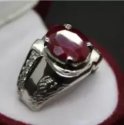 Natural Red Ruby Ring Unheated Untreated Ruby Deep Dark Red Ruby Ring Silver 925